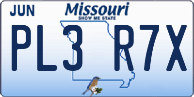 MO license plate PL3R7X