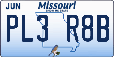 MO license plate PL3R8B
