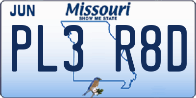 MO license plate PL3R8D