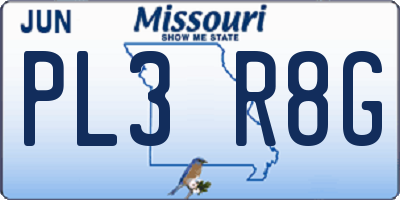 MO license plate PL3R8G