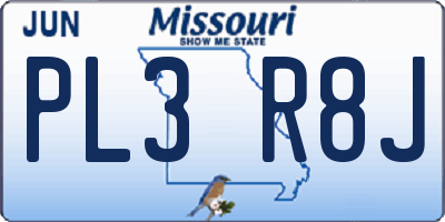 MO license plate PL3R8J