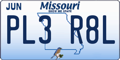 MO license plate PL3R8L