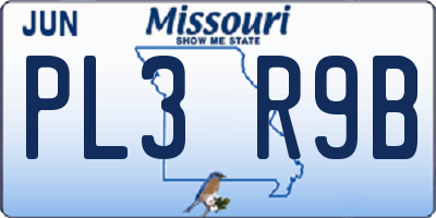 MO license plate PL3R9B