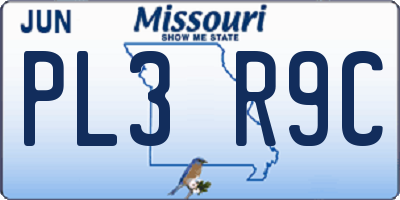 MO license plate PL3R9C