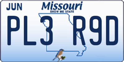 MO license plate PL3R9D