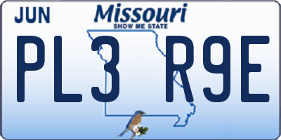 MO license plate PL3R9E
