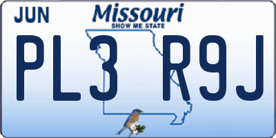 MO license plate PL3R9J