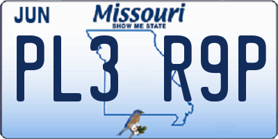 MO license plate PL3R9P