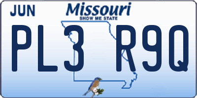MO license plate PL3R9Q