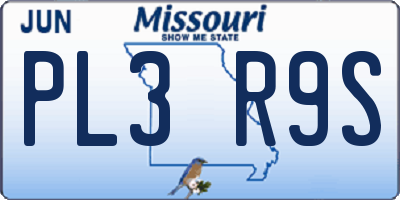 MO license plate PL3R9S