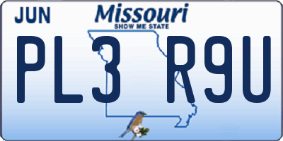 MO license plate PL3R9U