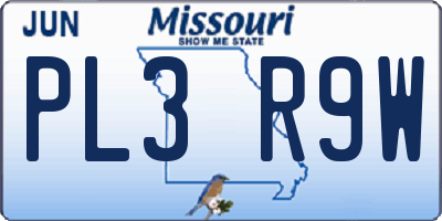 MO license plate PL3R9W