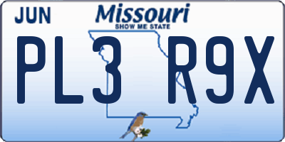MO license plate PL3R9X