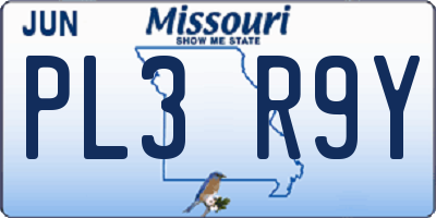 MO license plate PL3R9Y