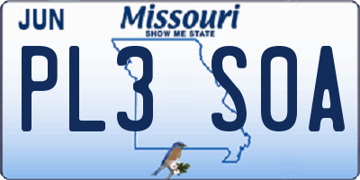 MO license plate PL3S0A