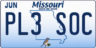 MO license plate PL3S0C