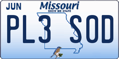 MO license plate PL3S0D