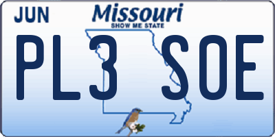 MO license plate PL3S0E