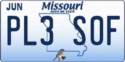 MO license plate PL3S0F