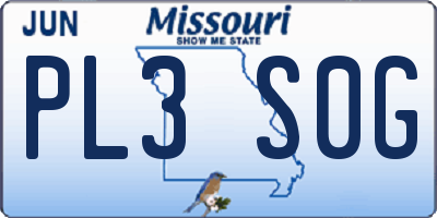 MO license plate PL3S0G