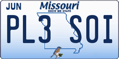MO license plate PL3S0I