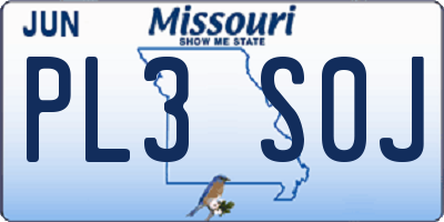 MO license plate PL3S0J