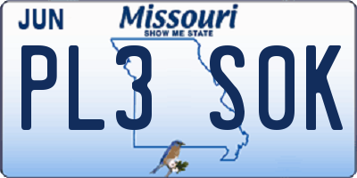 MO license plate PL3S0K