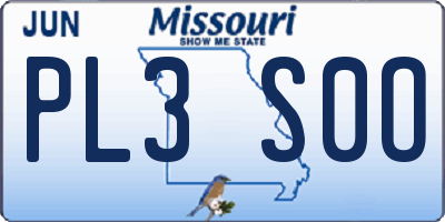 MO license plate PL3S0O