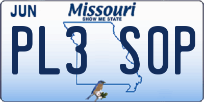 MO license plate PL3S0P
