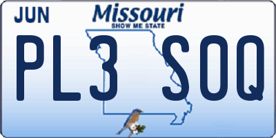 MO license plate PL3S0Q