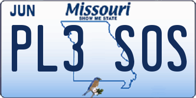 MO license plate PL3S0S