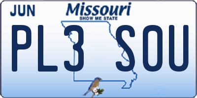 MO license plate PL3S0U