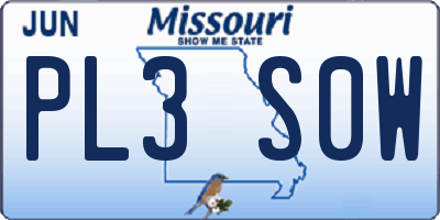 MO license plate PL3S0W