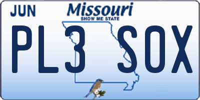 MO license plate PL3S0X