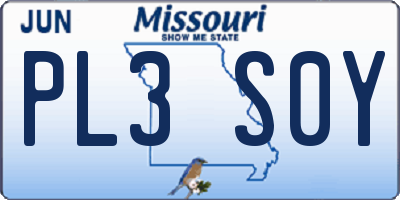 MO license plate PL3S0Y
