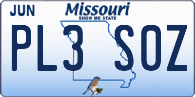 MO license plate PL3S0Z