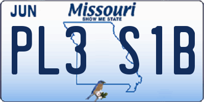 MO license plate PL3S1B