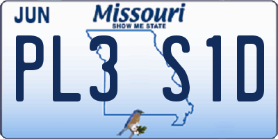 MO license plate PL3S1D
