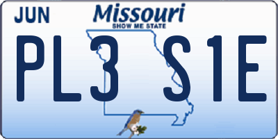 MO license plate PL3S1E