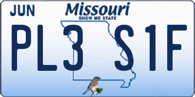 MO license plate PL3S1F