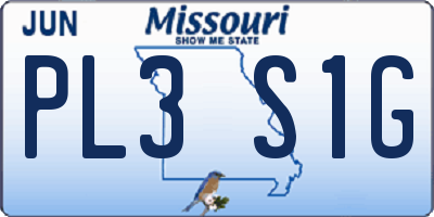 MO license plate PL3S1G