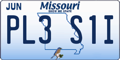 MO license plate PL3S1I