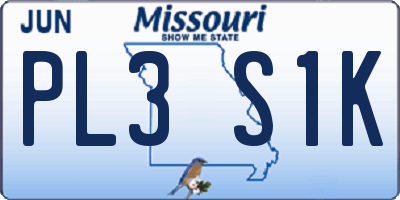 MO license plate PL3S1K