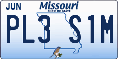 MO license plate PL3S1M