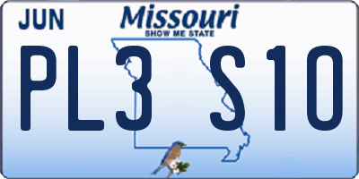MO license plate PL3S1O