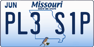 MO license plate PL3S1P