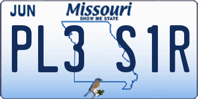MO license plate PL3S1R