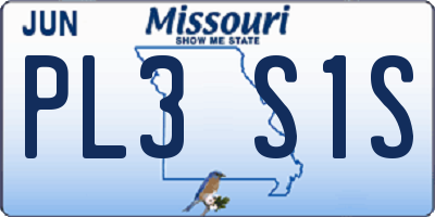 MO license plate PL3S1S