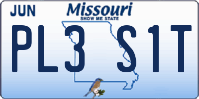 MO license plate PL3S1T