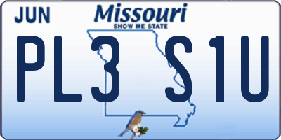 MO license plate PL3S1U